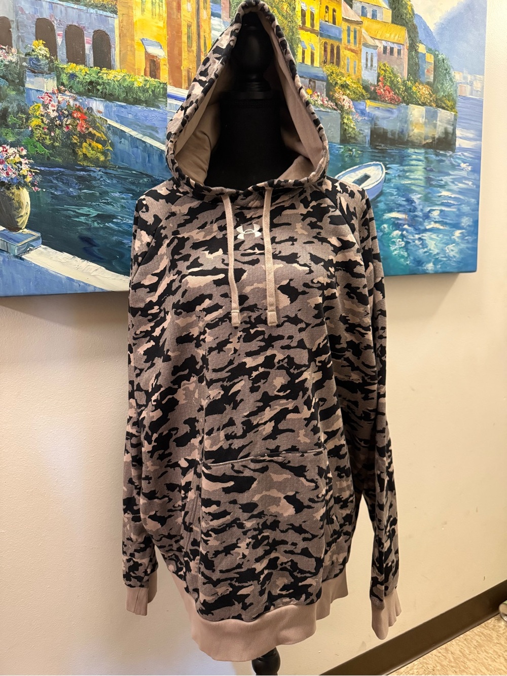 Under Armour Taupe and Black Camo Hooded Sweatshirt
